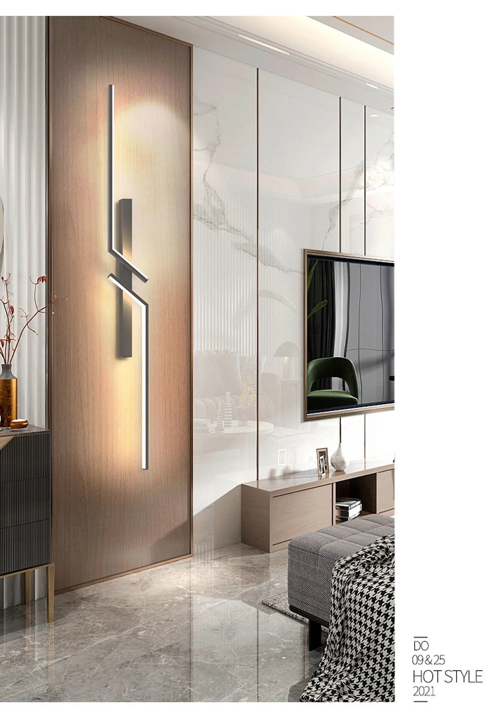 Modern LED Wall Lamp Long Bar Light Home Decor Living Room Bedroom Minimalist Wall Scone Bedside Background Interior Lighting