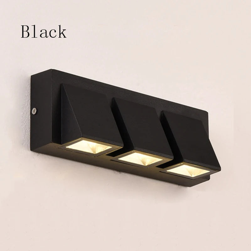 Home Decor 5W 15W LED Wall Light Indoor Outdoor Waterproof Aluminum Three-head Wall Lamp for Garden Porch Bedroom Stairs Lights