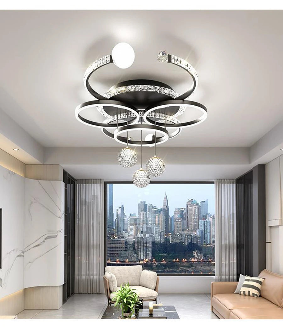 Minimalist LED ceiling lamp personalized creative ring ring living room lamp gold atmosphere bedroom study lamps and lanterns