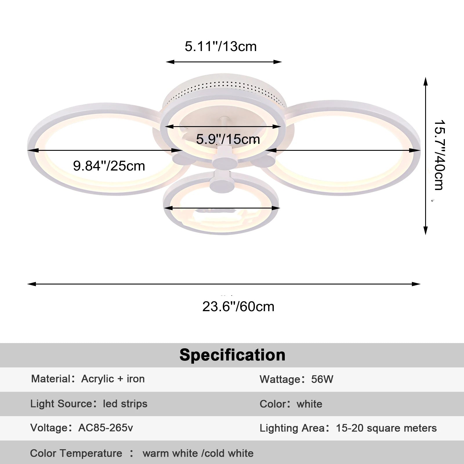 Led Ceiling Light Modern Home Decor Lighting Flush Mounted Lustre White Acrylic Chandelier Fixture Bedroom Dining Living Room