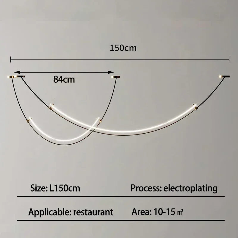Nordic Modern Home Decoration Hanging Chandelier Lustre Minimalist Line Design Led Lights Living Dining Hotel Salon Chandeliers