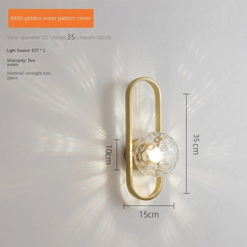 Modern Minimalist LED Wall LampS Bedroom Bedside LED E27 Wall Sconce Lamp Staircase Living Room Background Wall Glass Wall Light