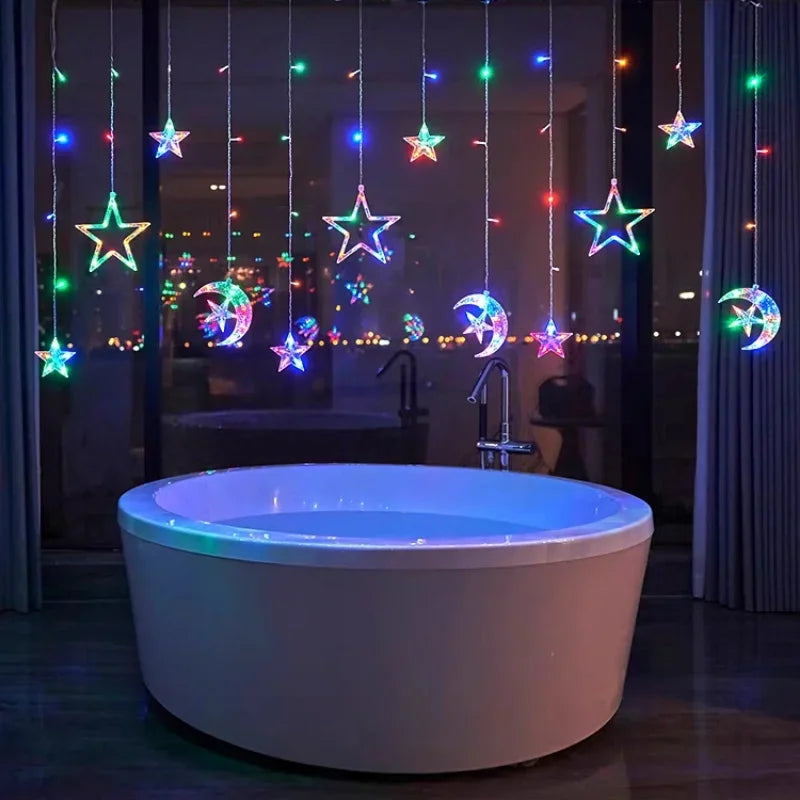 LED Strip Light Christmas Pendant Lights Romantic Home Deco Colourful Start Moon Light Suspension Decoration 3.5M Hanglamp Decor