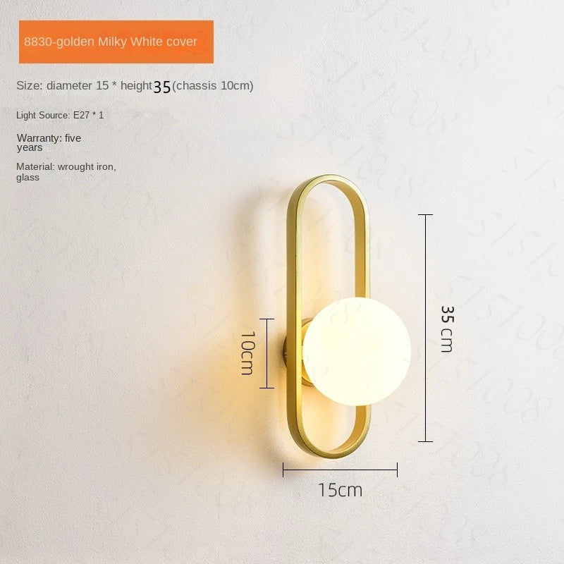 Modern Minimalist LED Wall LampS Bedroom Bedside LED E27 Wall Sconce Lamp Staircase Living Room Background Wall Glass Wall Light