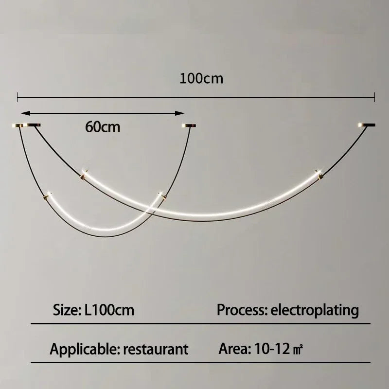 Nordic Modern Home Decoration Hanging Chandelier Lustre Minimalist Line Design Led Lights Living Dining Hotel Salon Chandeliers