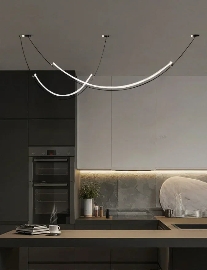 Nordic Modern Home Decoration Hanging Chandelier Lustre Minimalist Line Design Led Lights Living Dining Hotel Salon Chandeliers