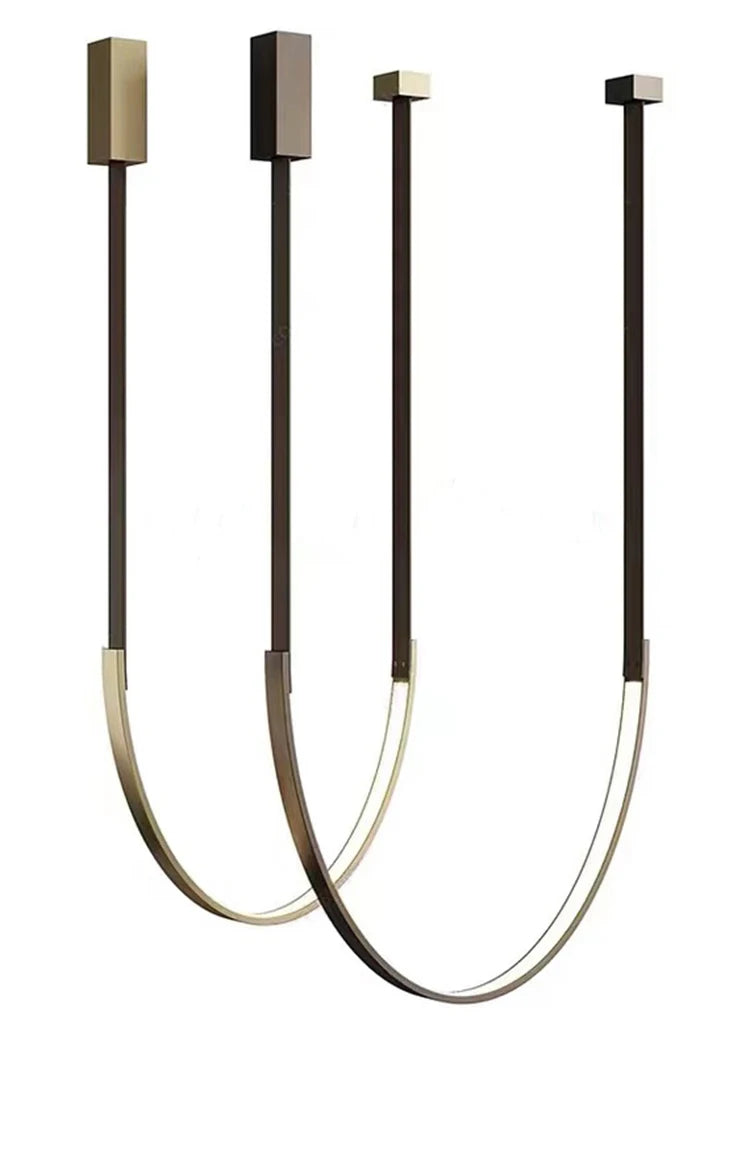 Minimalist metal line chandelier modern minimalist designer living room dining room hotel lobby leather U-shaped LED light