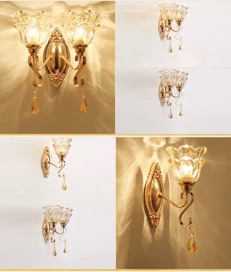 New Modern  Minimalist LED  Wall Lamp Bedroom Night Light Living Room Background Wall Crystal Bedside Lamp