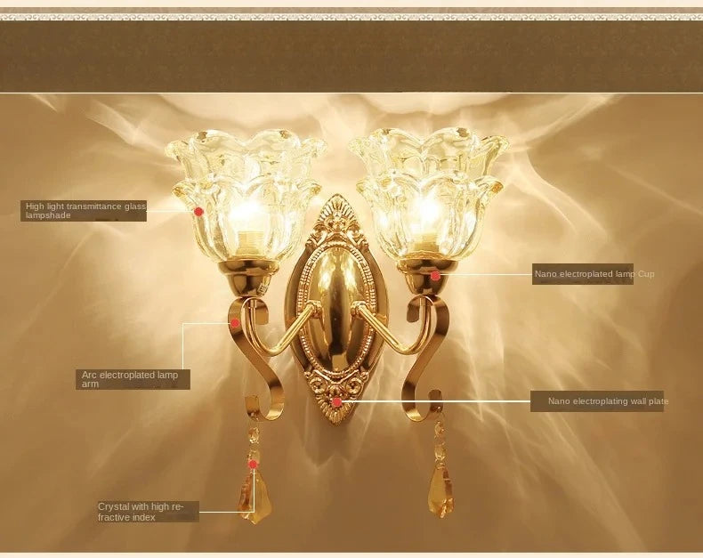 New Modern  Minimalist LED  Wall Lamp Bedroom Night Light Living Room Background Wall Crystal Bedside Lamp