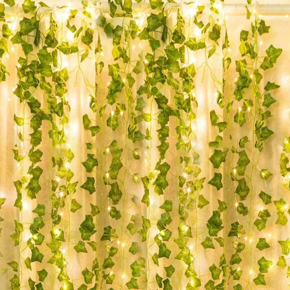 1Pack Realistic Greenery Vines for Indoor and Outdoor Use 20 LED String Light For New Year Wall House Room Office Birthday Home