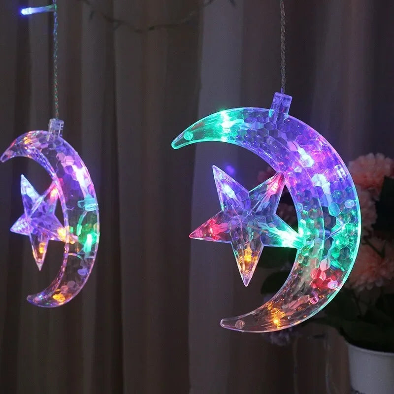 LED Strip Light Christmas Pendant Lights Romantic Home Deco Colourful Start Moon Light Suspension Decoration 3.5M Hanglamp Decor