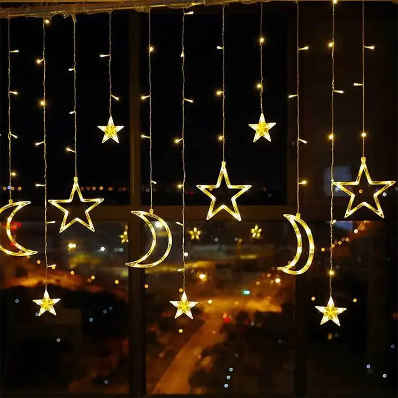 LED Strip Light Christmas Pendant Lights Romantic Home Deco Colourful Start Moon Light Suspension Decoration 3.5M Hanglamp Decor