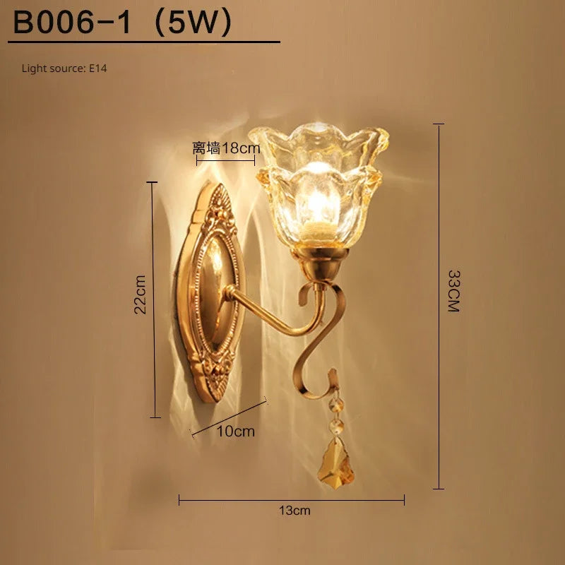 New Modern  Minimalist LED  Wall Lamp Bedroom Night Light Living Room Background Wall Crystal Bedside Lamp