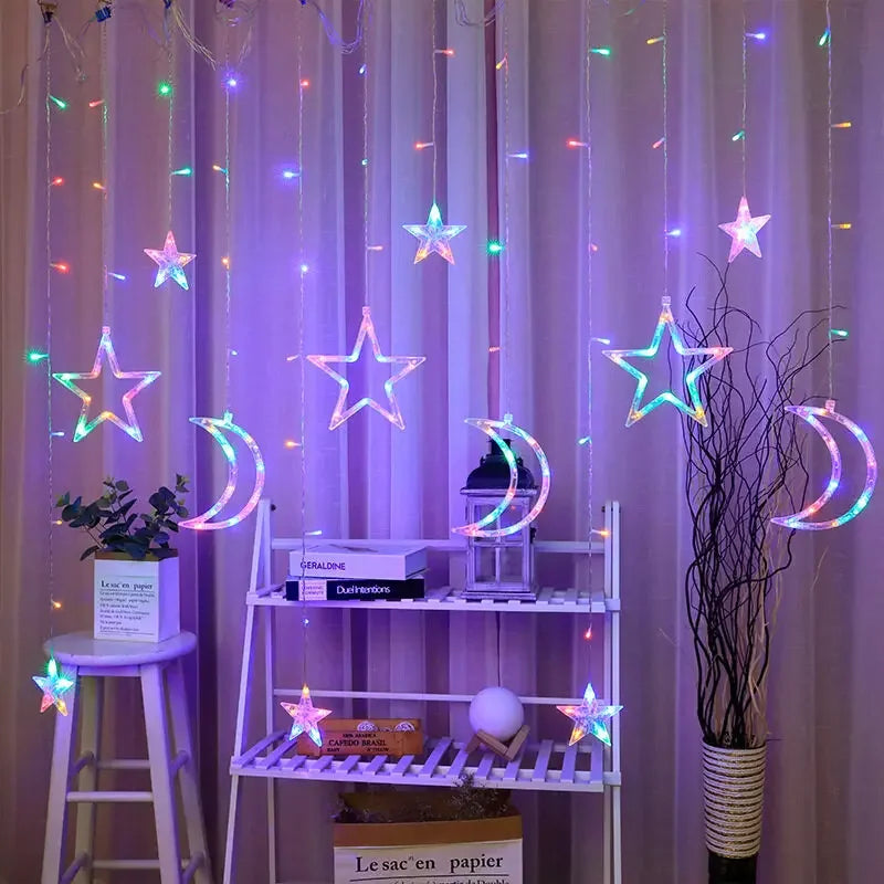 LED Strip Light Christmas Pendant Lights Romantic Home Deco Colourful Start Moon Light Suspension Decoration 3.5M Hanglamp Decor