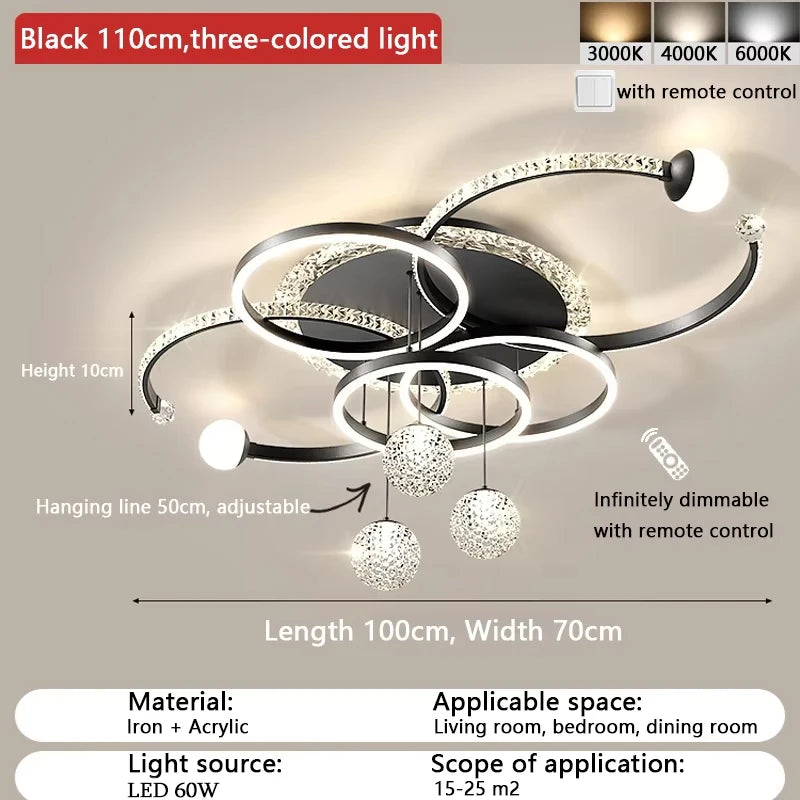 Minimalist LED ceiling lamp personalized creative ring ring living room lamp gold atmosphere bedroom study lamps and lanterns
