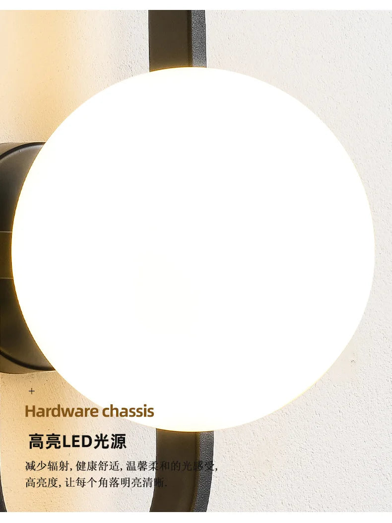 Modern Minimalist LED Wall LampS Bedroom Bedside LED E27 Wall Sconce Lamp Staircase Living Room Background Wall Glass Wall Light
