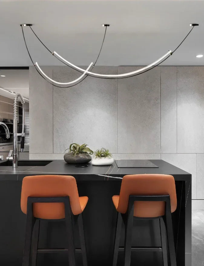 Nordic Modern Home Decoration Hanging Chandelier Lustre Minimalist Line Design Led Lights Living Dining Hotel Salon Chandeliers