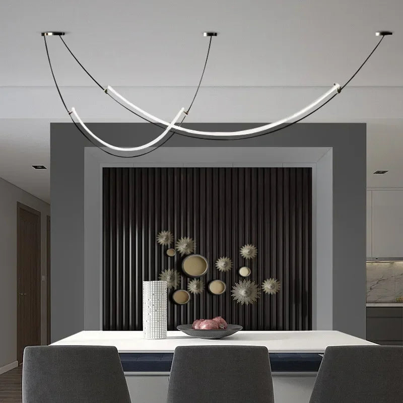 Nordic Modern Home Decoration Hanging Chandelier Lustre Minimalist Line Design Led Lights Living Dining Hotel Salon Chandeliers