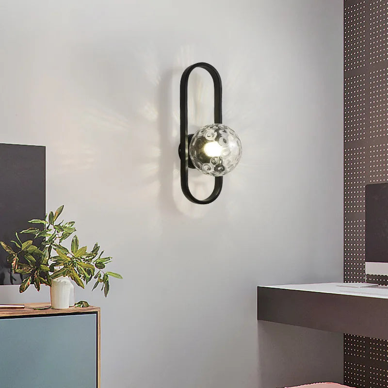 Modern Minimalist LED Wall LampS Bedroom Bedside LED E27 Wall Sconce Lamp Staircase Living Room Background Wall Glass Wall Light