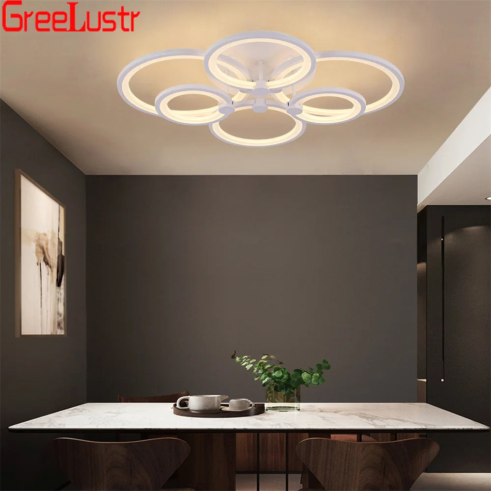 Led Ceiling Light Modern Home Decor Lighting Flush Mounted Lustre White Acrylic Chandelier Fixture Bedroom Dining Living Room
