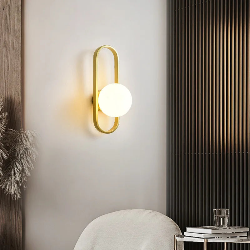 Modern Minimalist LED Wall LampS Bedroom Bedside LED E27 Wall Sconce Lamp Staircase Living Room Background Wall Glass Wall Light