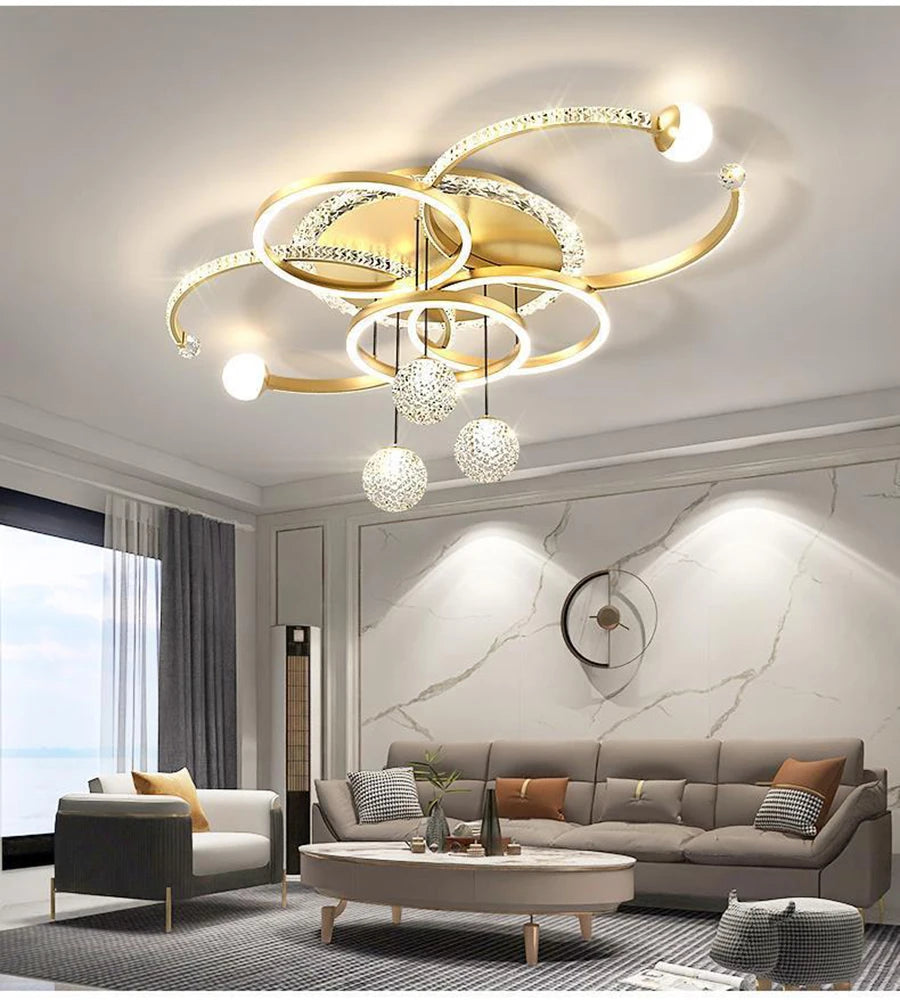 Minimalist LED ceiling lamp personalized creative ring ring living room lamp gold atmosphere bedroom study lamps and lanterns