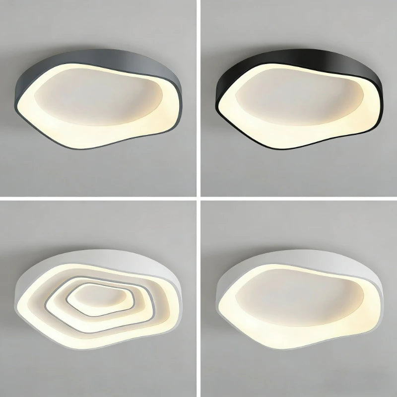 Minimalist Modern Cream Style LED Ceiling Lights - Black White Grey Flower Shaped Lights Living Room Bedroom Dining Room