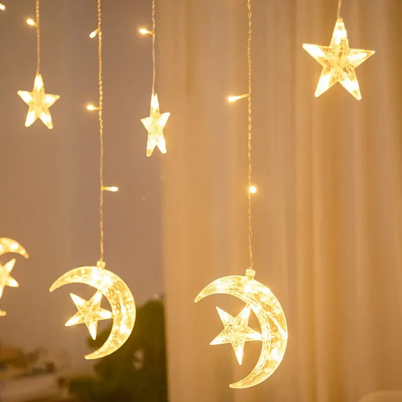 LED Strip Light Christmas Pendant Lights Romantic Home Deco Colourful Start Moon Light Suspension Decoration 3.5M Hanglamp Decor