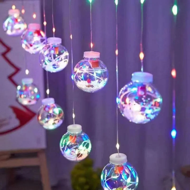 LED Holiday Light Christmas Decoration Lamp Room Decor Garland Santa Tree Moon and Star String Lights Decoration Accessories