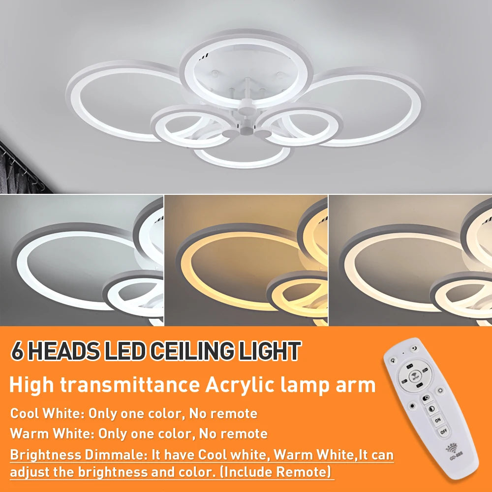 Led Ceiling Light Modern Home Decor Lighting Flush Mounted Lustre White Acrylic Chandelier Fixture Bedroom Dining Living Room