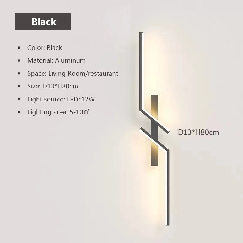 Modern LED Wall Lamp Long Bar Light Home Decor Living Room Bedroom Minimalist Wall Scone Bedside Background Interior Lighting