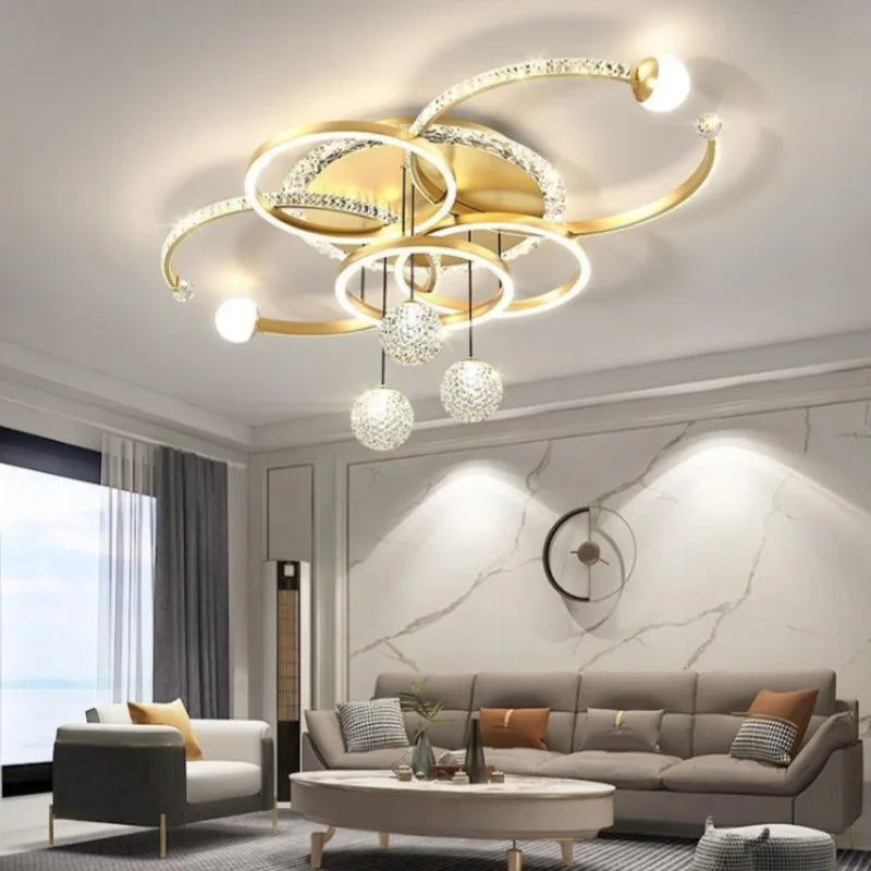 Minimalist LED ceiling lamp personalized creative ring ring living room lamp gold atmosphere bedroom study lamps and lanterns