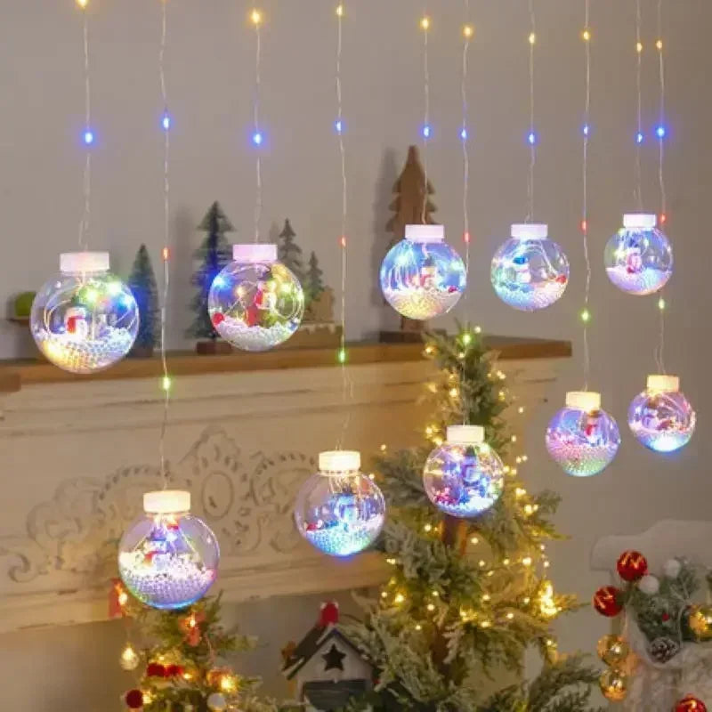 LED Holiday Light Christmas Decoration Lamp Room Decor Garland Santa Tree Moon and Star String Lights Decoration Accessories
