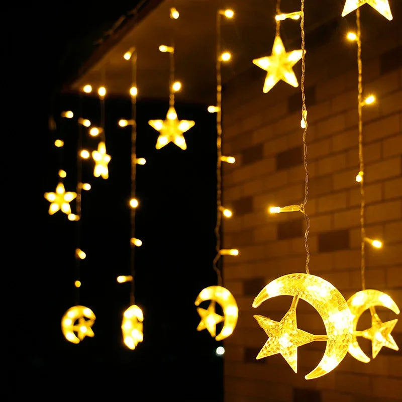 LED Strip Light Christmas Pendant Lights Romantic Home Deco Colourful Start Moon Light Suspension Decoration 3.5M Hanglamp Decor