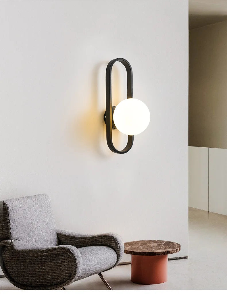 Modern Minimalist LED Wall LampS Bedroom Bedside LED E27 Wall Sconce Lamp Staircase Living Room Background Wall Glass Wall Light