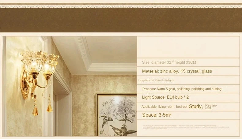 New Modern  Minimalist LED  Wall Lamp Bedroom Night Light Living Room Background Wall Crystal Bedside Lamp