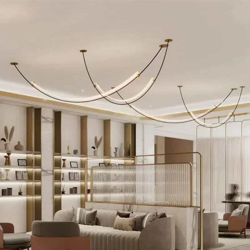 Nordic Modern Home Decoration Hanging Chandelier Lustre Minimalist Line Design Led Lights Living Dining Hotel Salon Chandeliers