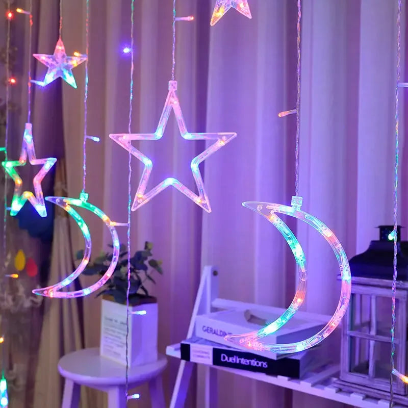 LED Strip Light Christmas Pendant Lights Romantic Home Deco Colourful Start Moon Light Suspension Decoration 3.5M Hanglamp Decor