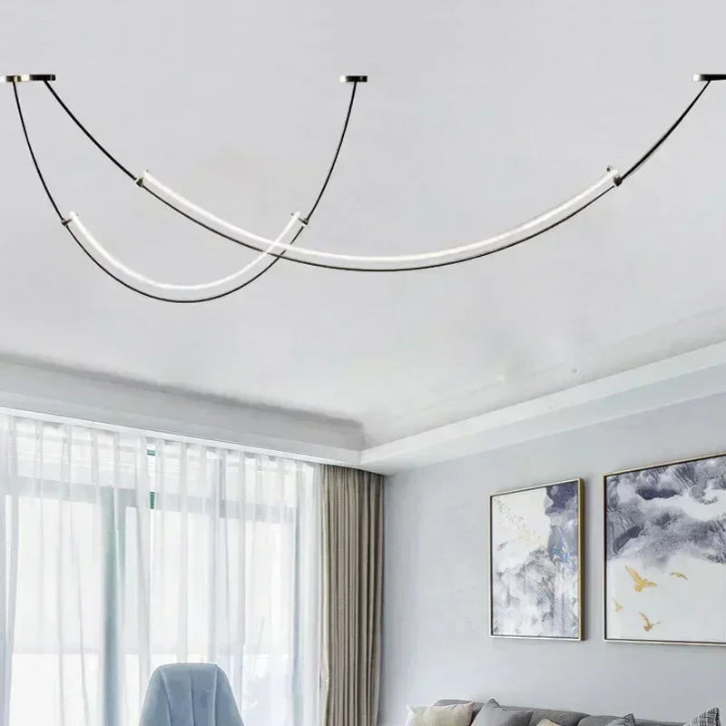 Nordic Modern Home Decoration Hanging Chandelier Lustre Minimalist Line Design Led Lights Living Dining Hotel Salon Chandeliers