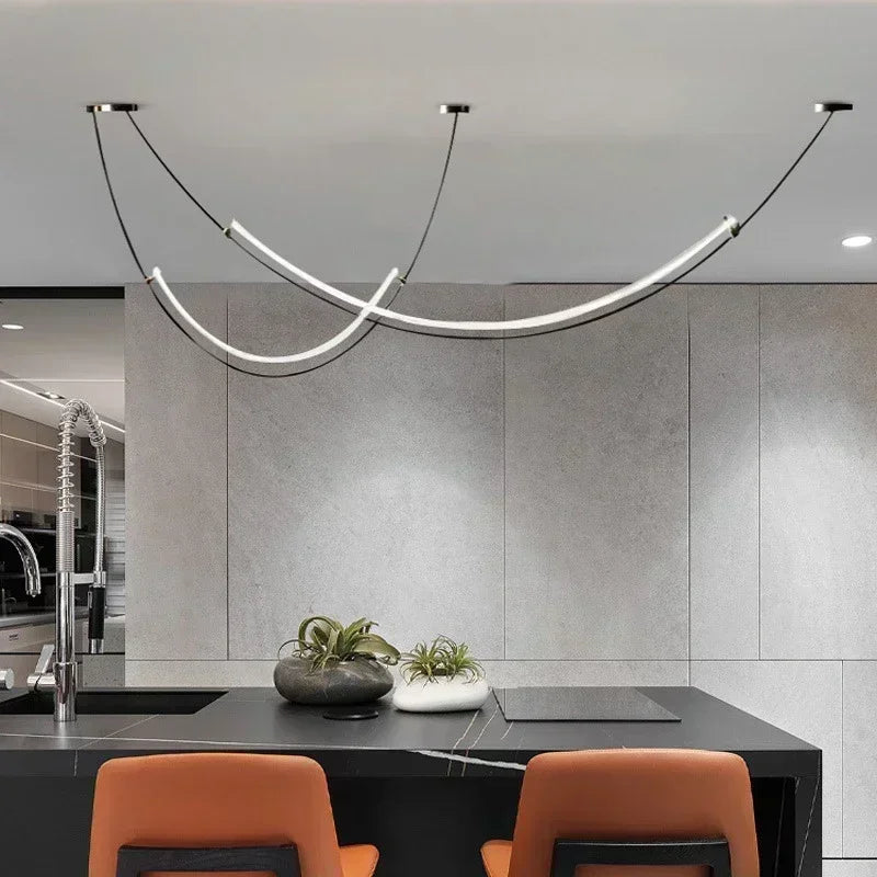 Nordic Modern Home Decoration Hanging Chandelier Lustre Minimalist Line Design Led Lights Living Dining Hotel Salon Chandeliers