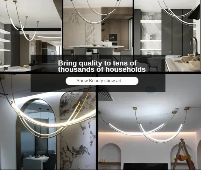 Nordic Modern Home Decoration Hanging Chandelier Lustre Minimalist Line Design Led Lights Living Dining Hotel Salon Chandeliers