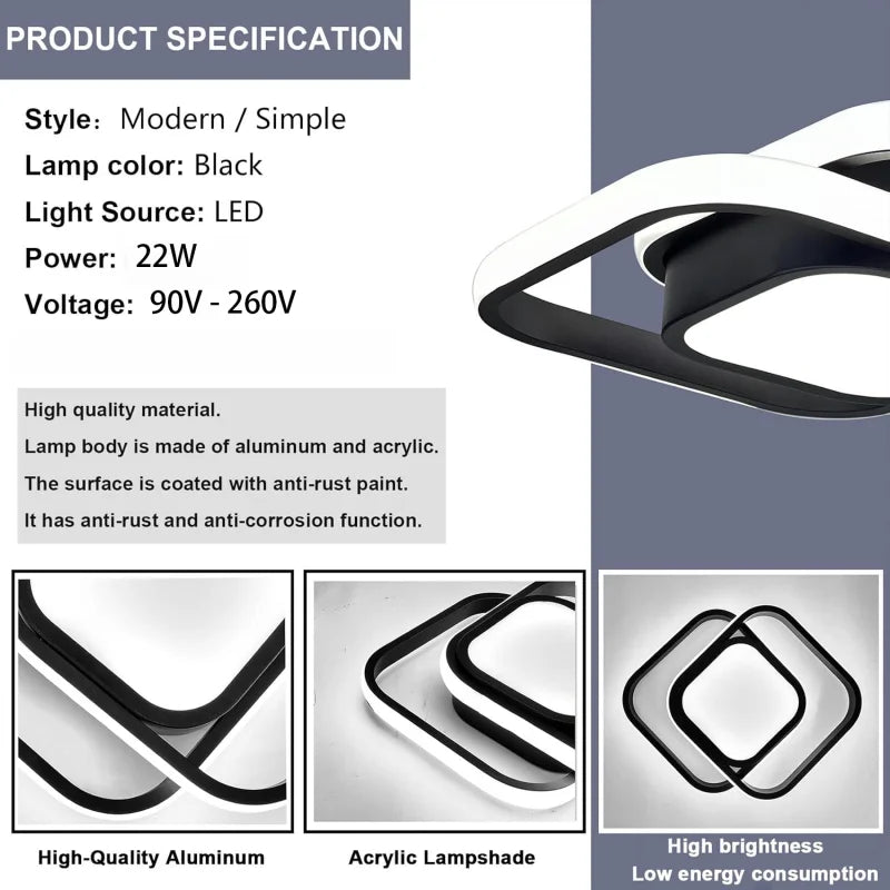 Modern LED Ceiling Light Minimalist Line Ceiling Lamp for Corridor Entryway Staircase Aisle Indoor Decor Corner Lighting Fixture