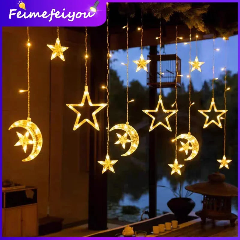 LED Strip Light Christmas Pendant Lights Romantic Home Deco Colourful Start Moon Light Suspension Decoration 3.5M Hanglamp Decor