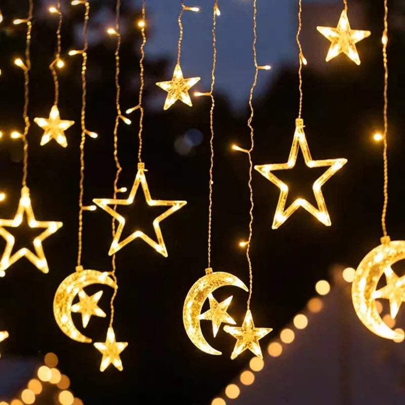 LED Strip Light Christmas Pendant Lights Romantic Home Deco Colourful Start Moon Light Suspension Decoration 3.5M Hanglamp Decor