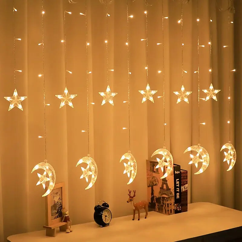 LED Strip Light Christmas Pendant Lights Romantic Home Deco Colourful Start Moon Light Suspension Decoration 3.5M Hanglamp Decor