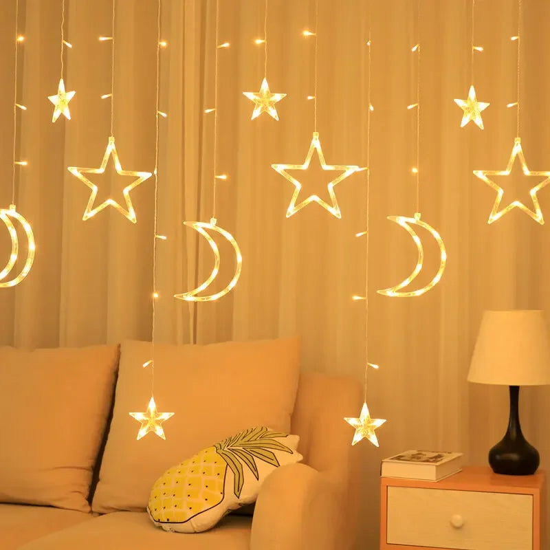 LED Strip Light Christmas Pendant Lights Romantic Home Deco Colourful Start Moon Light Suspension Decoration 3.5M Hanglamp Decor
