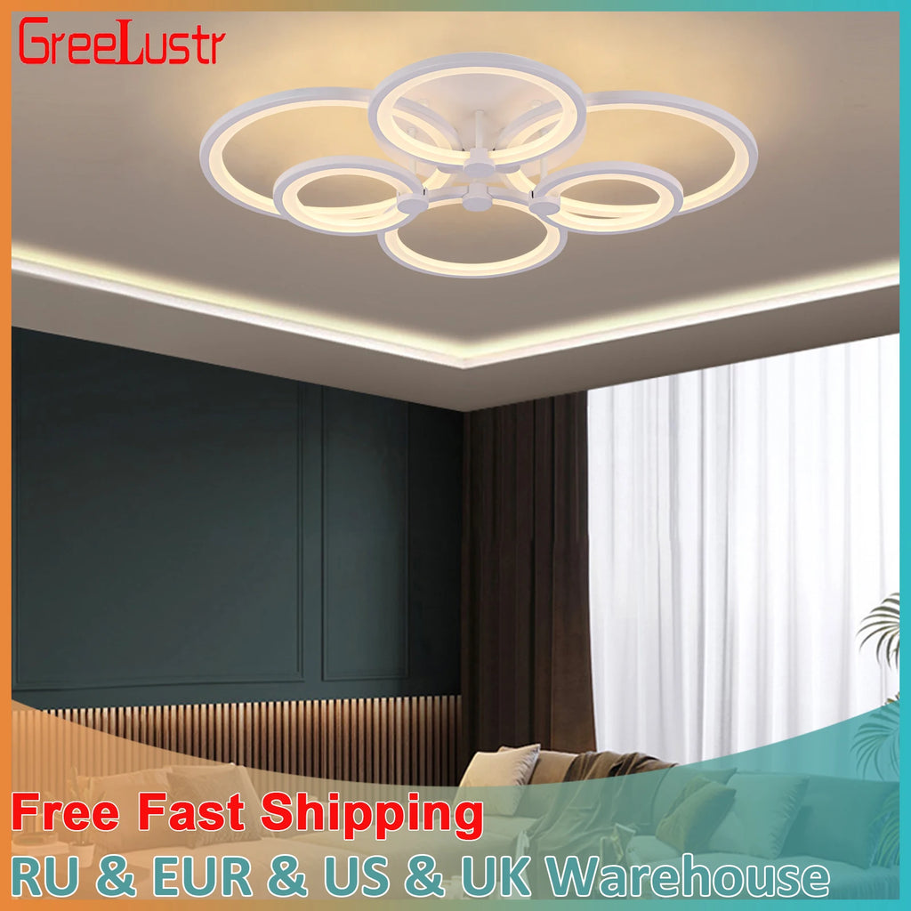 Led Ceiling Light Modern Home Decor Lighting Flush Mounted Lustre White Acrylic Chandelier Fixture Bedroom Dining Living Room