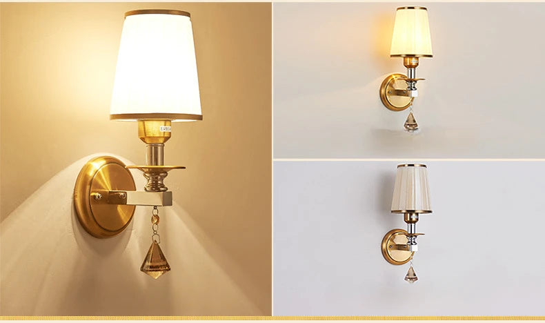 New Modern  Minimalist LED  Wall Lamp Bedroom Night Light Living Room Background Wall Crystal Bedside Lamp