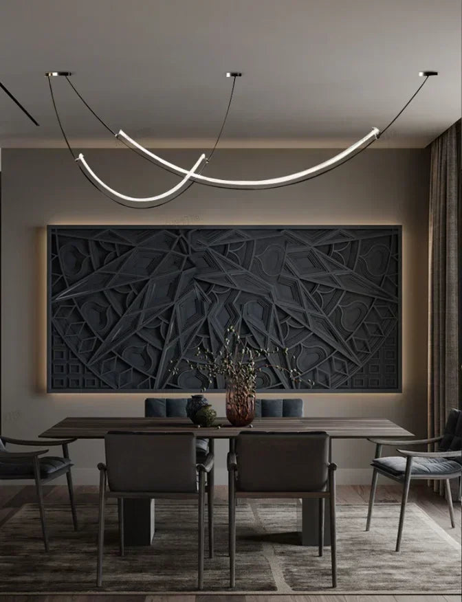 Nordic Modern Home Decoration Hanging Chandelier Lustre Minimalist Line Design Led Lights Living Dining Hotel Salon Chandeliers