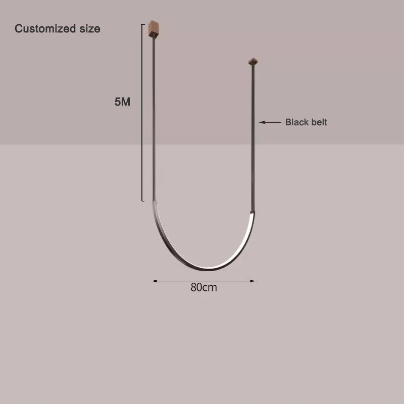 Minimalist metal line chandelier modern minimalist designer living room dining room hotel lobby leather U-shaped LED light